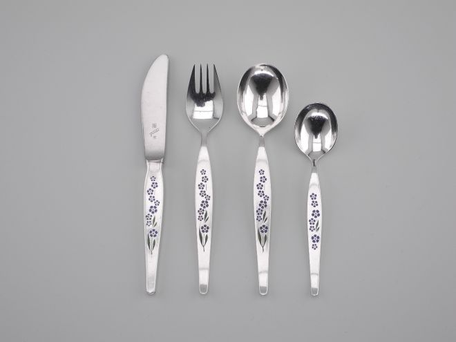 WMF Kinderbesteck versilbert Emaille Blumen