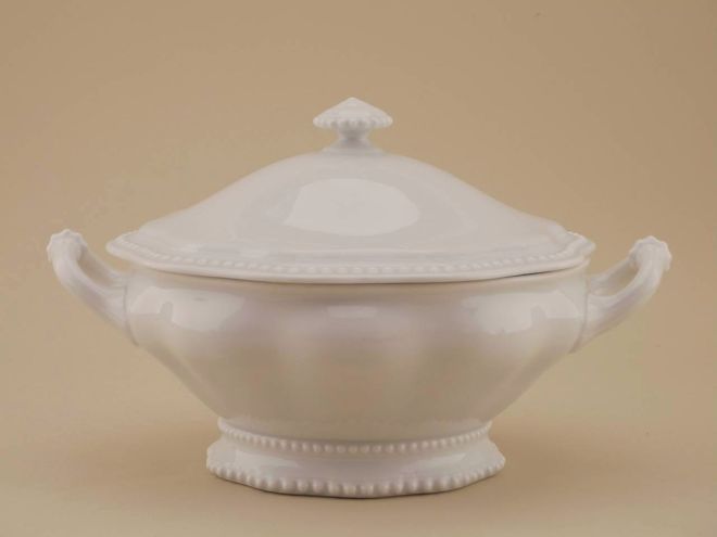 Ragout Unterteil weiss uni vintage Serie Perlrand Rosenthal Plösberg Porzellan