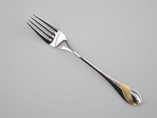 Gabel Tafelgabel vintage alte Serie Charme Dekor vergoldet Gold Cromargan von WMF Besteck