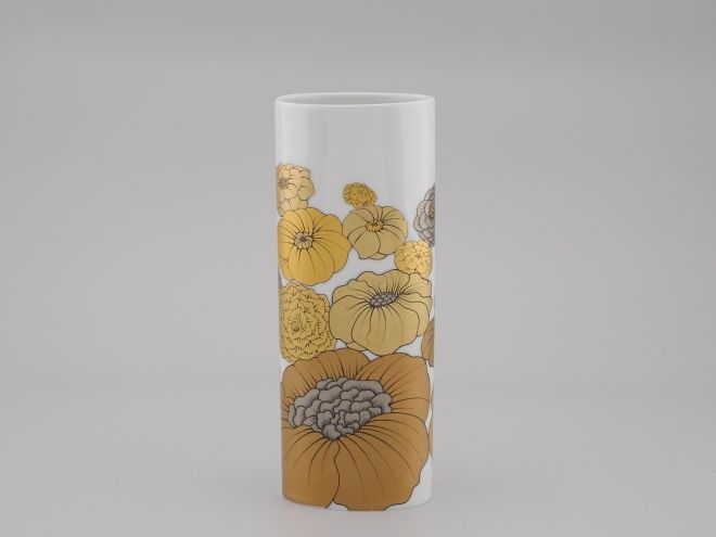 Alain Le Foll ovale Vase Gold Blumen 21