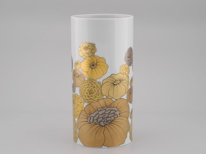 Alain Le Foll grosse Vase Gold Blumen 25