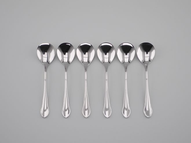 6 Tassenlöffel Bouillonlöffel aus der vintage alten Serie Royal Chippendale Cromargan von WMF Besteck