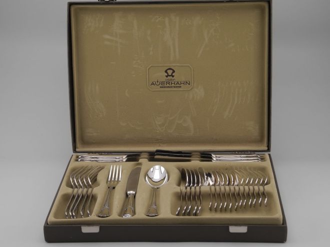 Auerhahn Rokoko versilbert 90 Komplettbesteck Etui