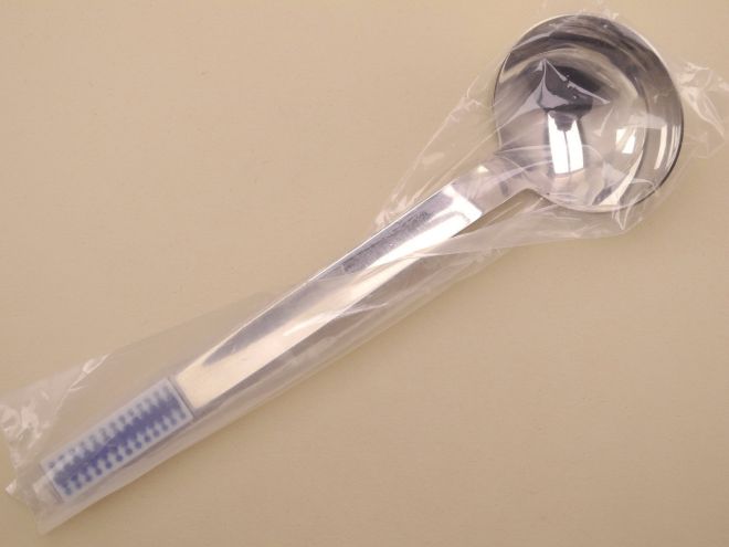 Sossenlöffel Serie Duo Ornament Edelstahl 18/8 mit Porzellan design Carl Auböck für Rosenthal