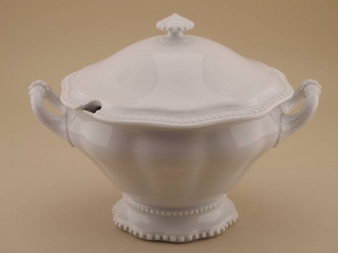 Suppenterrine weiss uni vintage alte Serie Perlrand Rosenthal Plösberg Porzellan