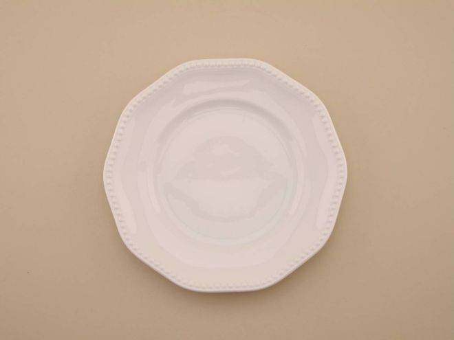 Kuchenteller Dessertteller weiss uni vintage alte Serie Perlrand Rosenthal Plösberg Porzellan