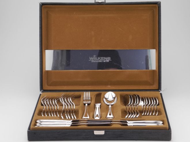 30 Teile Besteckset OVP mit Karton aus der Serie Schwedisch Faden mit 90er Auflage 90 versilbert von Wilkens Silberbesteck