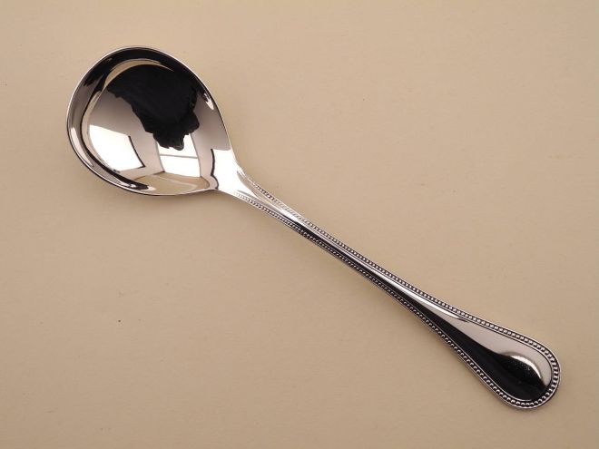 Sahnelöffel vintage alte Serie Perlrand neue Version in Cromargan von WMF Besteck