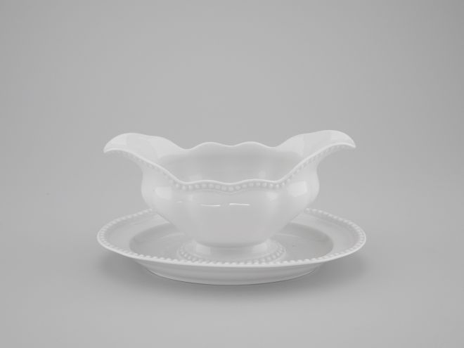 Sauciere weiss uni vintage alte Serie Perlrand Rosenthal Plösberg Porzellan