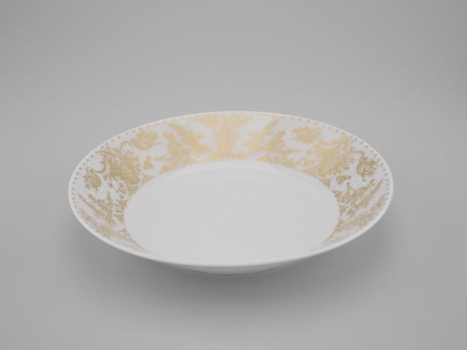 Suppenteller 50er Jahre vintage design Form 2000 Idyll in Gold Dekor Björn Wiinblad Rosenthal Porzellan Geschirr