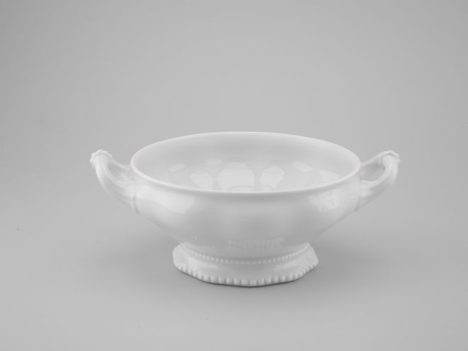 Ragout Unterteil weiss uni vintage Serie Perlrand Rosenthal Plösberg Porzellan