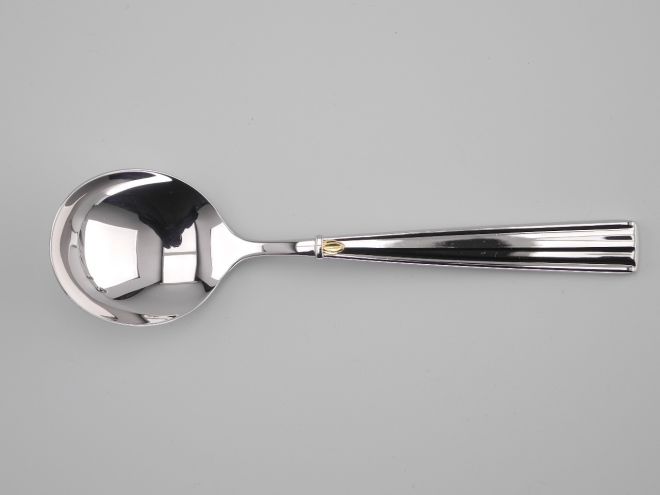 Tassenlöffel Sahnelöffel aus der vintage alten Serie Modell Odeon Gold Dekorvergoldet Cromargan Besteck von WMF