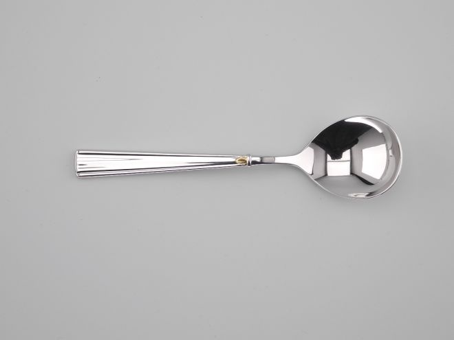 Zuckerlöffel aus der vintage alten Serie Modell Odeon Gold Dekorvergoldet Cromargan Besteck von WMF