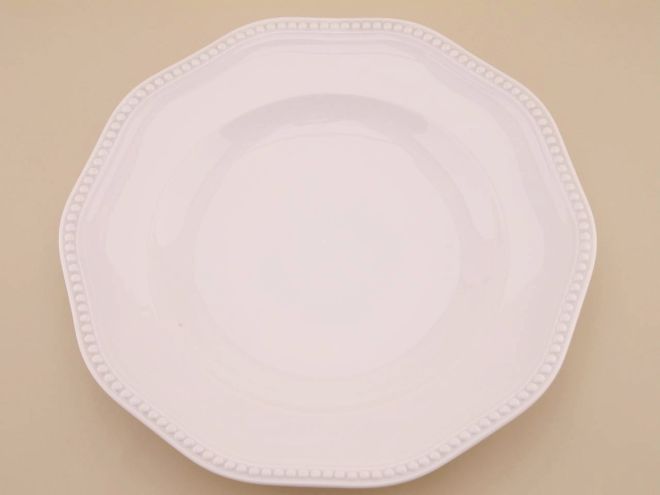 Speiseteller Essteller groß 26cm weiss uni vintage Serie Perlrand Rosenthal Plösberg Porzellan