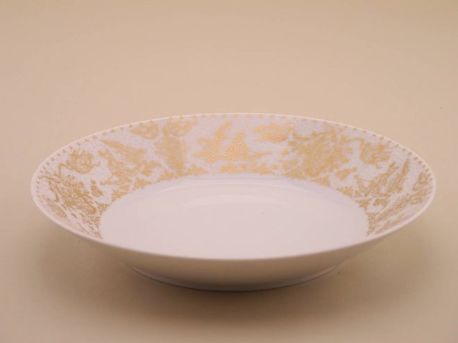 Suppenteller 50er Jahre vintage design Form 2000 Idyll in Gold Dekor Björn Wiinblad Rosenthal Porzellan Geschirr