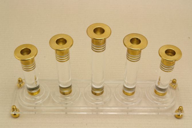 Kerzenleuchter Acrylglas Messing 70er