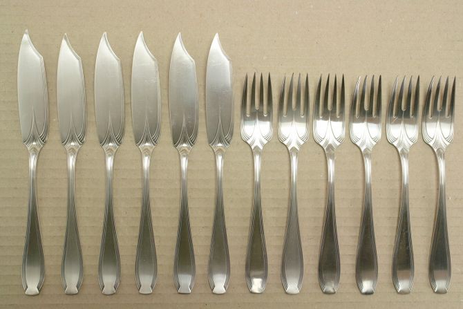 WMF Modell 82 Albin Müller versilbert Fischbesteck 6 Personen