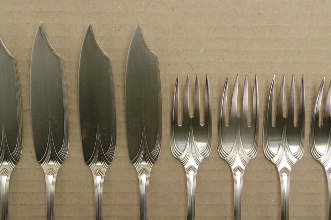 WMF Modell 82 Albin Müller versilbert Fischbesteck 6 Personen