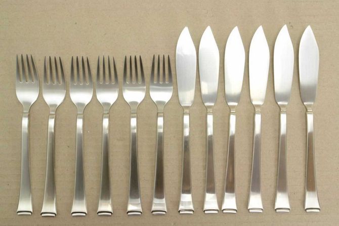 WMF 2500 Bauhaus Art Deko 90 versilbert Fischbesteck 6 Personen