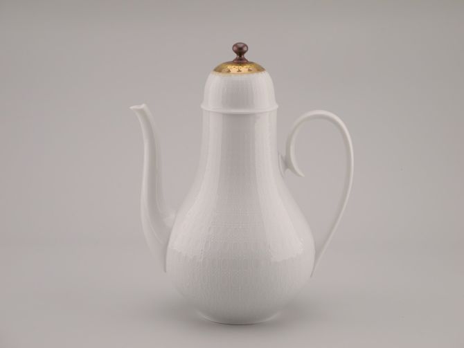 Teekanne gross 1,5L aus der vintage alten Serie Romanze Quatre Couleurs Gold design Björn Wiinblad für Rosenthal Porzellan