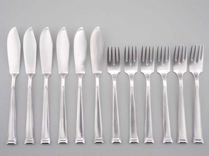 Bruckmann Schwaben versilbert Fischbesteck 6P