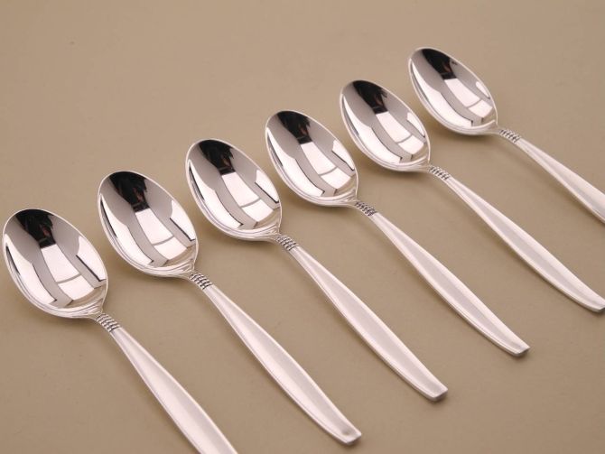 BSF Dänisch Perl 800 Silber Mokkalöffel 6teiliges Set