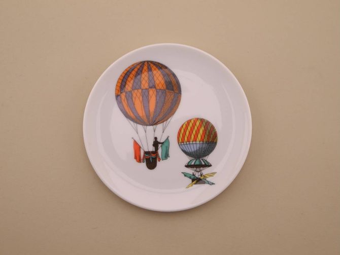 Kleiner Teller aus der vintage Serie Mongolfiere design Piero Fornasetti für Rosenthal Classic Porzellan