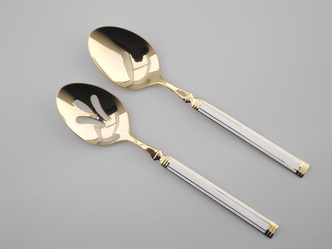 Gallo Cloisonne Gold weiss Salatbesteck