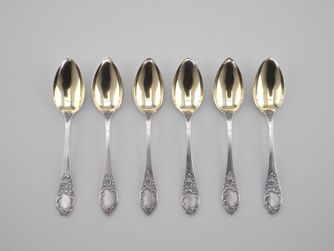 Bruckmann 160 Rokoko 800 Silber Kaffeelöffel Set