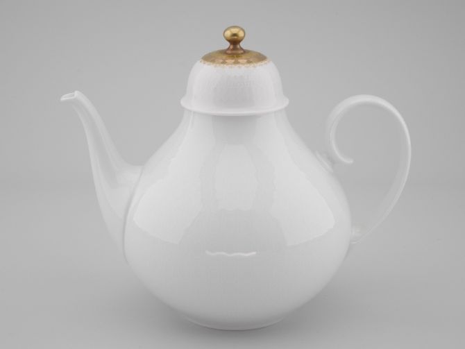 Teekanne gross 1,5L aus der vintage alten Serie Romanze Quatre Couleurs Gold design Björn Wiinblad für Rosenthal Porzellan