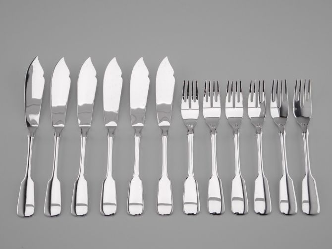 Wilkens Spaten versilbert 90 Fischbesteck Set