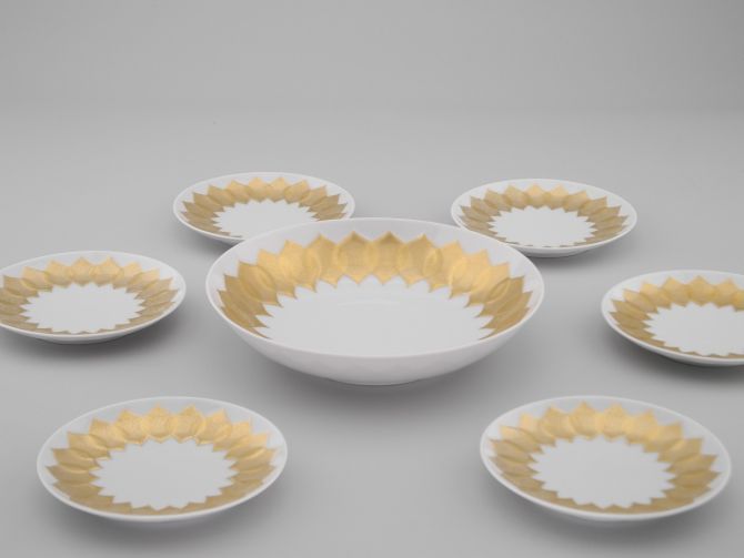 Rosenthal Lotus Goldblatt Konfektteller Set