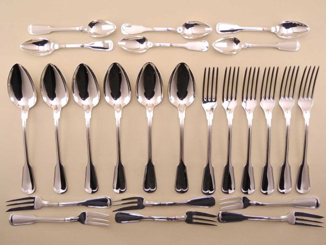 WMF Augsburger Faden versilbert 90 Komplettbesteck 6 Personen