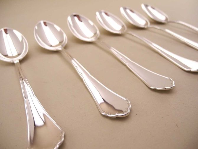 BSF Englisch Chippendale 800 Silber Kaffeelöffel 6teilig
