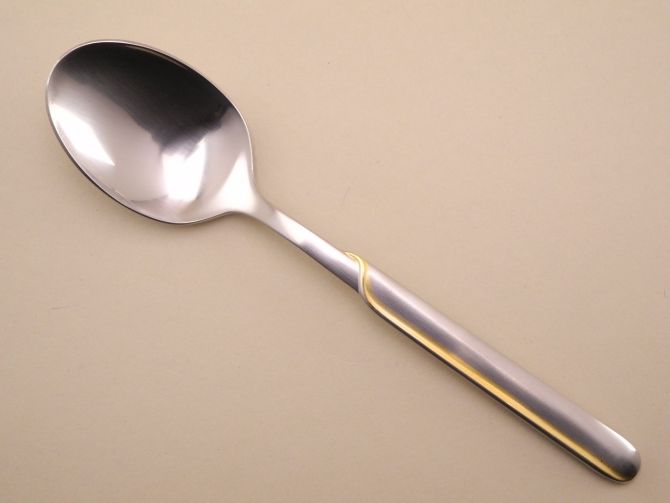 Löffel Tafellöffel Cromargan mit Gold Golddekor vergoldet aus der vintage alten Serie Onda WMF Besteck