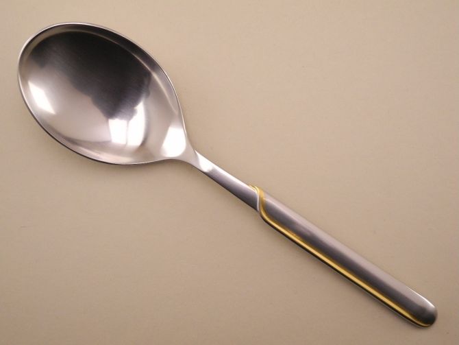 Vorlegelöffel Gemüselöffel Cromargan mit Gold Golddekor vergoldet aus der vintage alten Serie Onda WMF Besteck