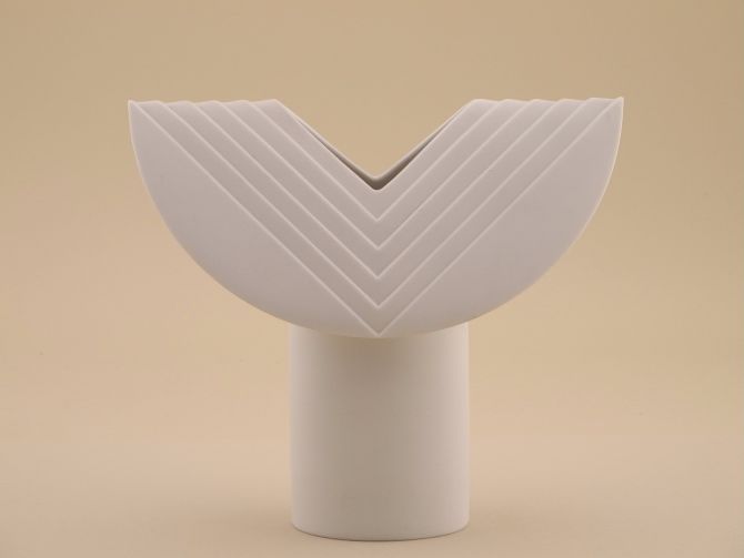Totem Vase gross design Ambrogio Pozzi für Rosenthal Biskuitporzellan weiss vintage