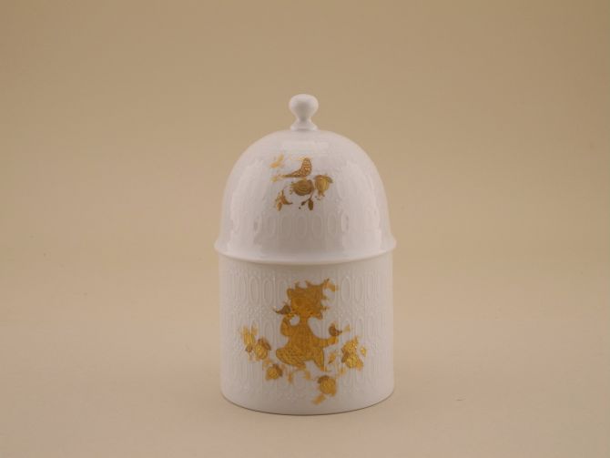 Deckeldose mit Gold Malerei vintage alte Serie Romanze design Björn Wiinblad für Rosenthal Porzellan