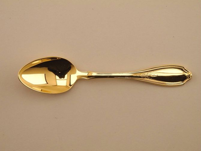 Kaffeelöffel aus der vintage alten Serie Englische Rose 24 Carat vergoldet Gold von WMF Besteck