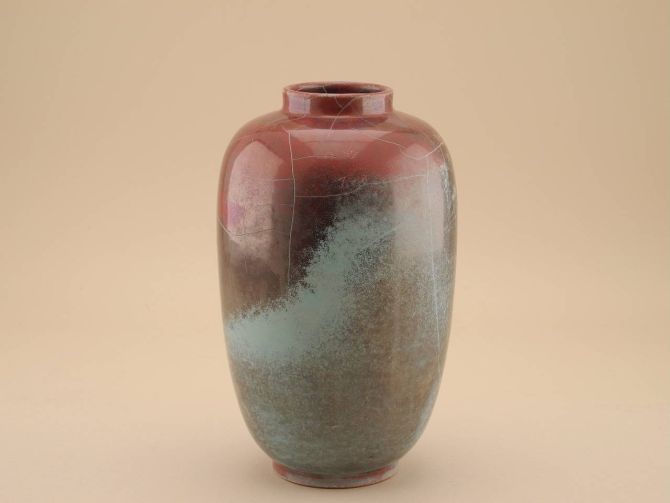 Richard Uhlemeyer Keramik Vase 24cm Studiokeramik mit Reduktionsglasur aus Hannover 30er 50er Jahre