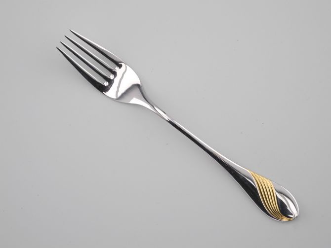 Gabel Tafelgabel vintage alte Serie Charme Dekor vergoldet Gold Cromargan von WMF Besteck