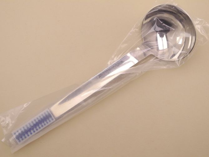 Sossenlöffel Serie Duo Ornament Edelstahl 18/8 mit Porzellan design Carl Auböck für Rosenthal