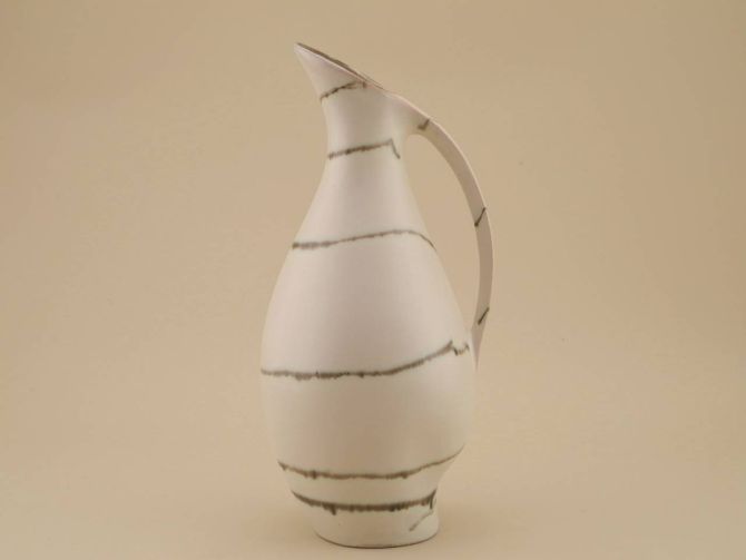 Vintage 50er Jahre Keramik Vase Henkelvase mit Strichen Fritz van Daalen Aalen K67/6