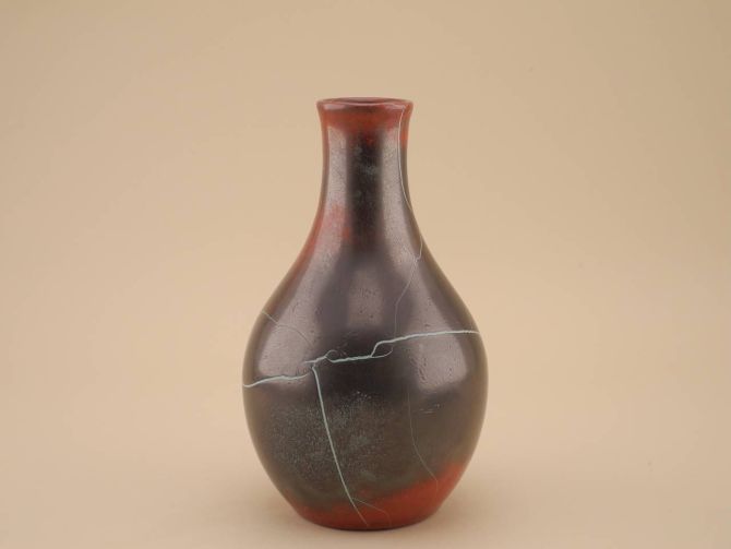 Richard Uhlemeyer Keramik Vase 24cm Studiokeramik mit Reduktionsglasur aus Hannover 30er 50er Jahre