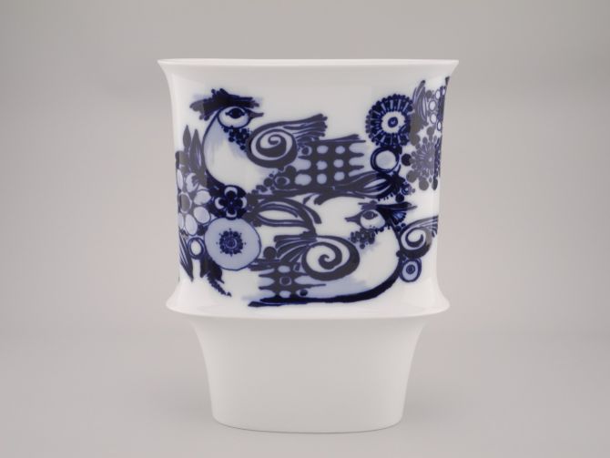 Björn Wiinblad Dekor Vase Blauer Vogel design der Form Wolf Karnagel für Rosenthal Studio Linie vintage Porzellan