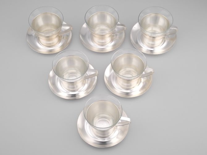 Günter Kupetz 6 Teegläser versilbert WMF