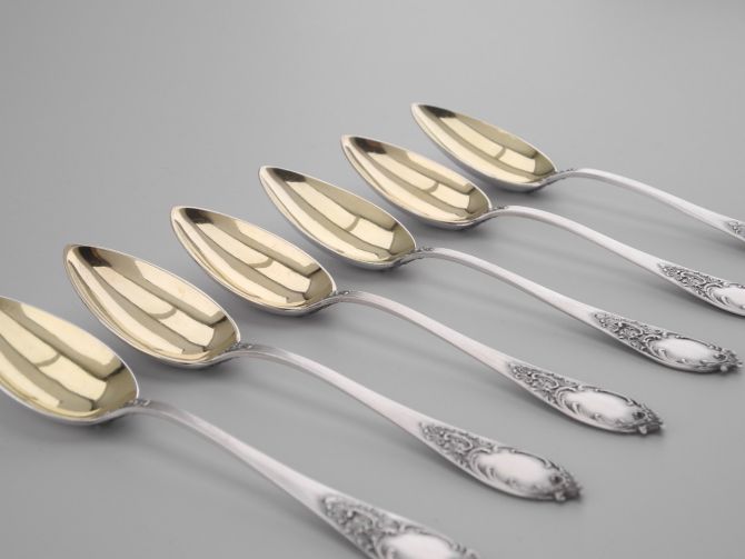 Bruckmann 160 Rokoko 800 Silber Kaffeelöffel Set