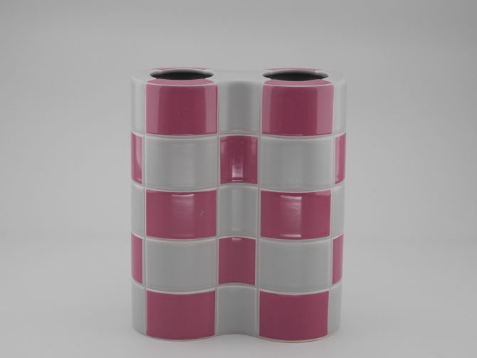 Jan van der Vaart Schachbrett Vase pink Rosenthal