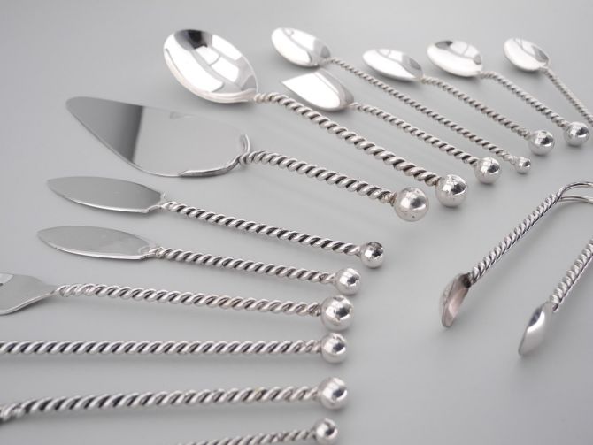 Lutz & Weiss gedreht 90 versilbert Kuchenbesteck