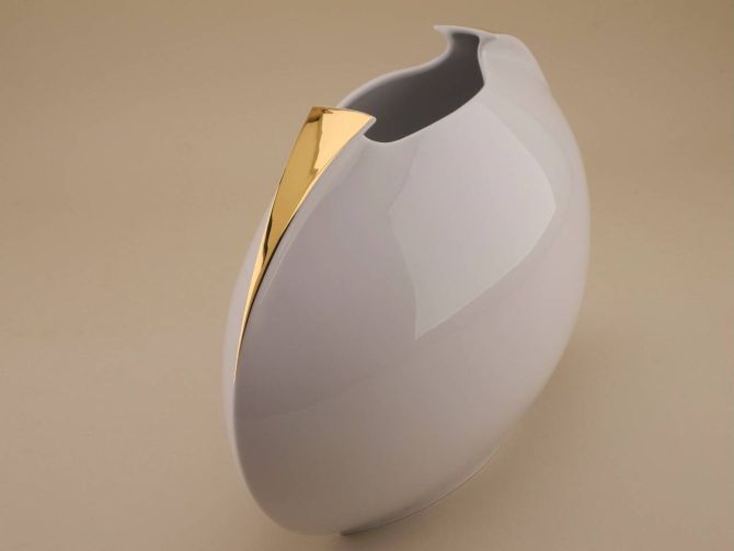 Lino Sabattini TASCA Vase Rosenthal mit Dekor Gold
